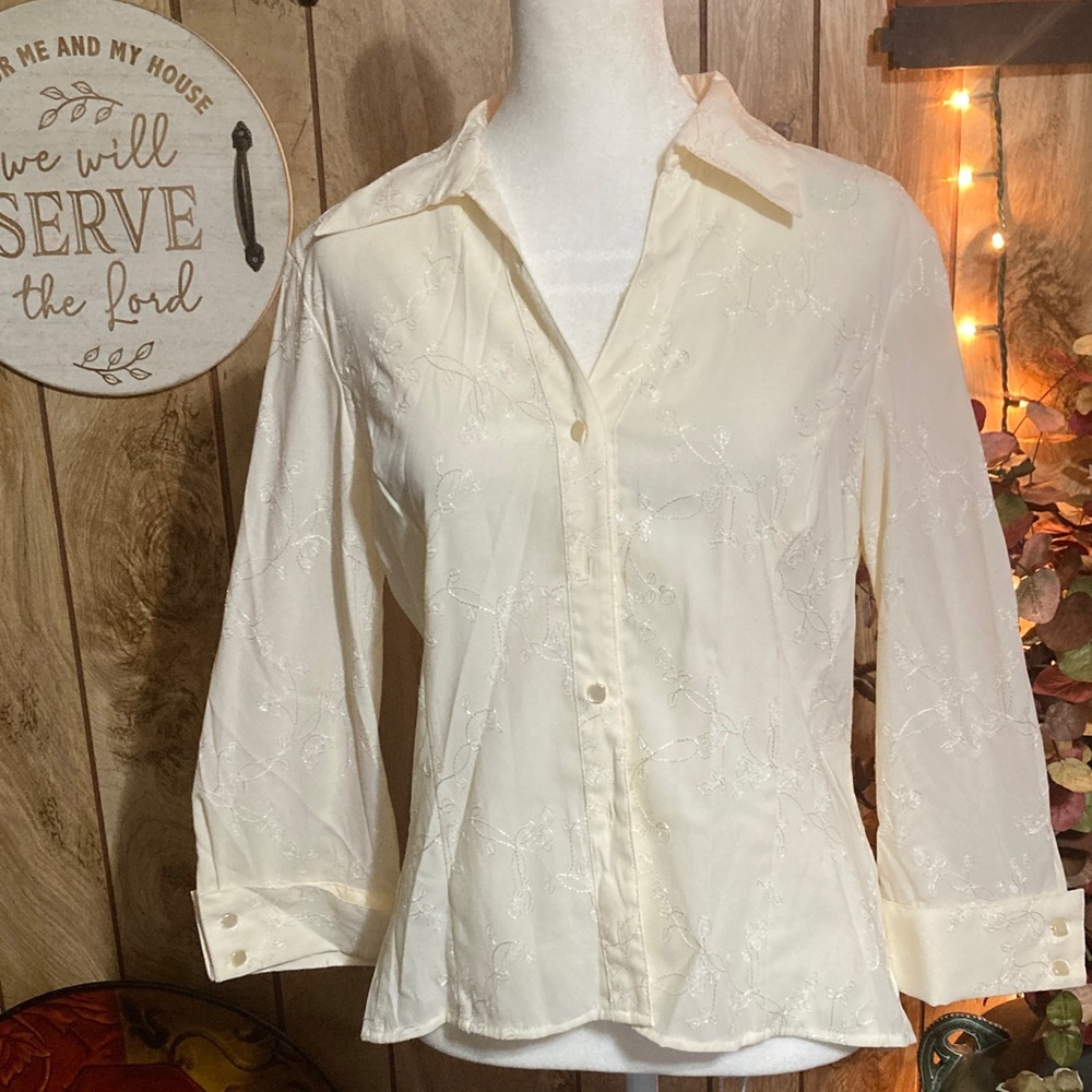 Cato Cream Button Down Women's Shirt